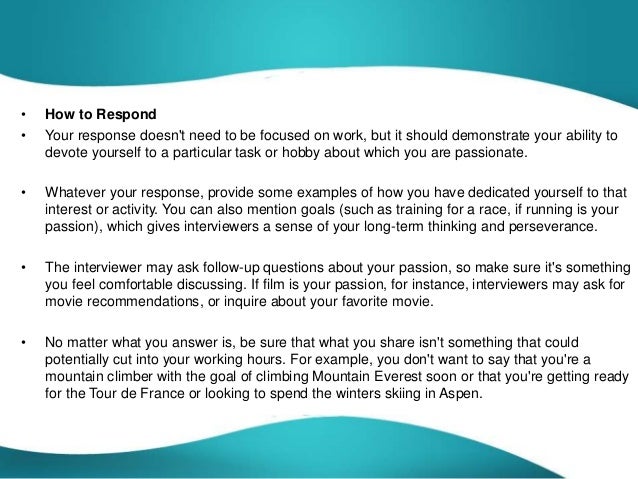 passionate about work what are you passionate about answer examples